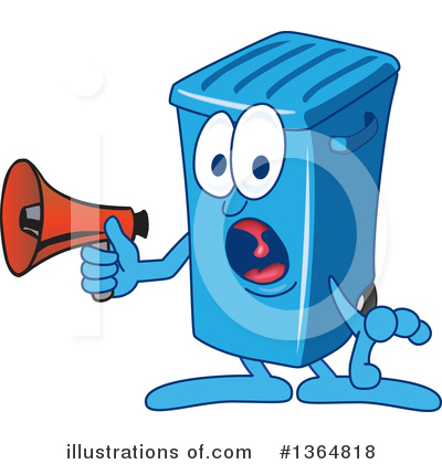 Royalty-Free (RF) Blue Trash Can Clipart Illustration by Mascot Junction - Stock Sample #1364818