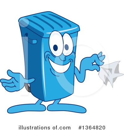 Blue Trash Can Clipart #1364820 by Mascot Junction