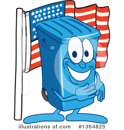 Royalty-Free (RF) Blue Trash Can Clipart Illustration by Mascot Junction - Stock Sample #1364825