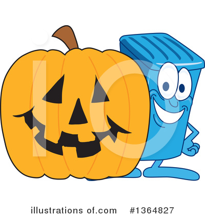 Royalty-Free (RF) Blue Trash Can Clipart Illustration by Mascot Junction - Stock Sample #1364827