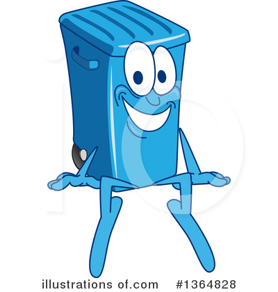 Royalty-Free (RF) Blue Trash Can Clipart Illustration by Mascot Junction - Stock Sample #1364828