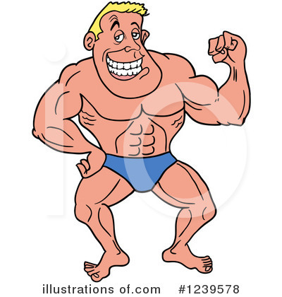 Royalty-Free (RF) Bodybuilder Clipart Illustration by LaffToon - Stock Sample #1239578