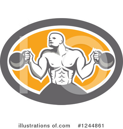 Royalty-Free (RF) Bodybuilder Clipart Illustration by patrimonio - Stock Sample #1244861