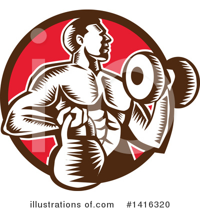 Royalty-Free (RF) Bodybuilder Clipart Illustration by patrimonio - Stock Sample #1416320