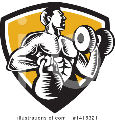 Royalty-Free (RF) Bodybuilder Clipart Illustration by patrimonio - Stock Sample #1416321