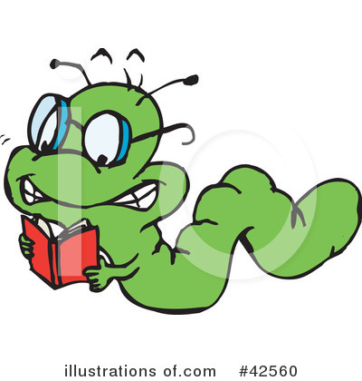 Royalty-Free (RF) Book Worm Clipart Illustration by Dennis Holmes Designs - Stock Sample #42560