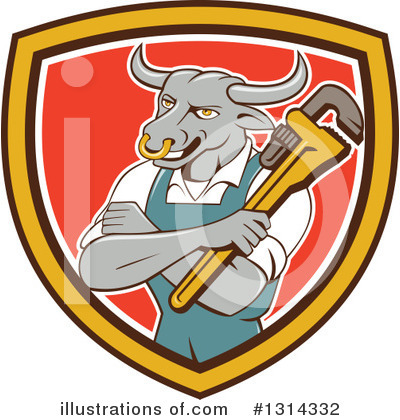 Royalty-Free (RF) Bull Clipart Illustration by patrimonio - Stock Sample #1314332