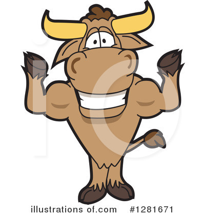 Royalty-Free (RF) Bull Mascot Clipart Illustration by Mascot Junction - Stock Sample #1281671