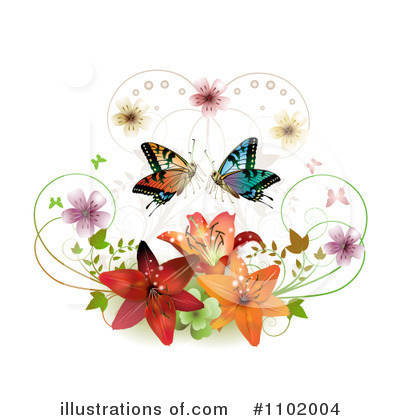 Royalty-Free (RF) Butterflies Clipart Illustration by merlinul - Stock Sample #1102004