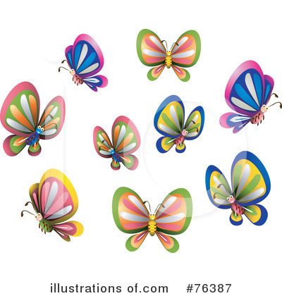 Royalty-Free (RF) Butterflies Clipart Illustration by BNP Design Studio - Stock Sample #76387