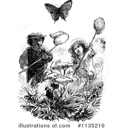 Chasing Butterflies Clipart #1135210 by Prawny Vintage