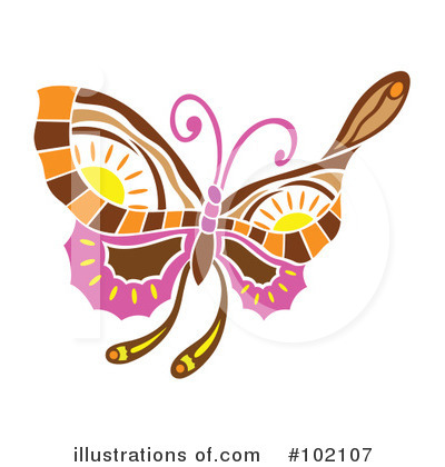 Royalty-Free (RF) Butterfly Clipart Illustration by Cherie Reve - Stock Sample #102107