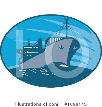 Royalty-Free (RF) Cargo Ship Clipart Illustration by patrimonio - Stock Sample #1098145