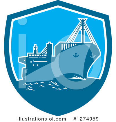 Royalty-Free (RF) Cargo Ship Clipart Illustration by patrimonio - Stock Sample #1274959