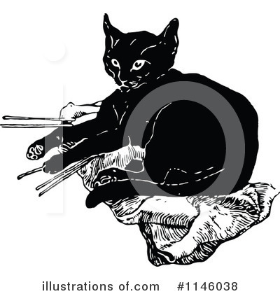 Royalty-Free (RF) Cat Clipart Illustration by Prawny Vintage - Stock Sample #1146038