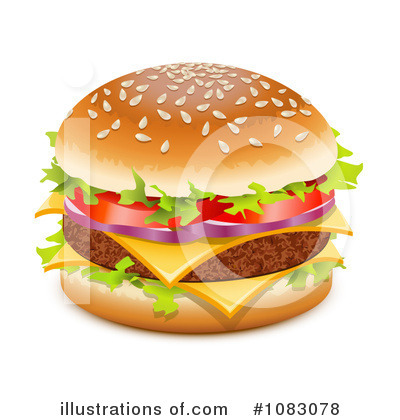 Royalty-Free (RF) Cheeseburger Clipart Illustration by Oligo - Stock Sample #1083078