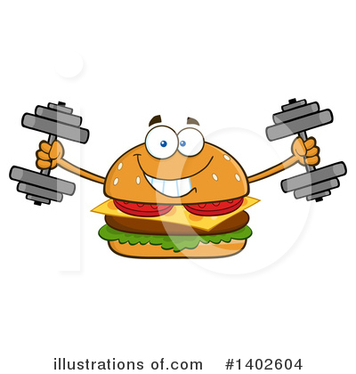 Royalty-Free (RF) Cheeseburger Mascot Clipart Illustration by Hit Toon - Stock Sample #1402604