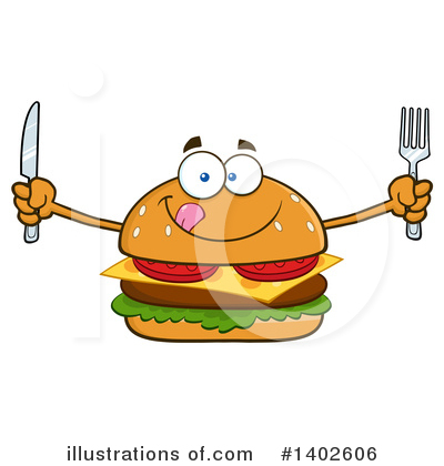 Royalty-Free (RF) Cheeseburger Mascot Clipart Illustration by Hit Toon - Stock Sample #1402606