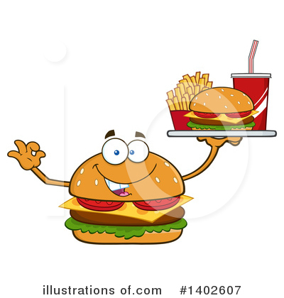 Royalty-Free (RF) Cheeseburger Mascot Clipart Illustration by Hit Toon - Stock Sample #1402607