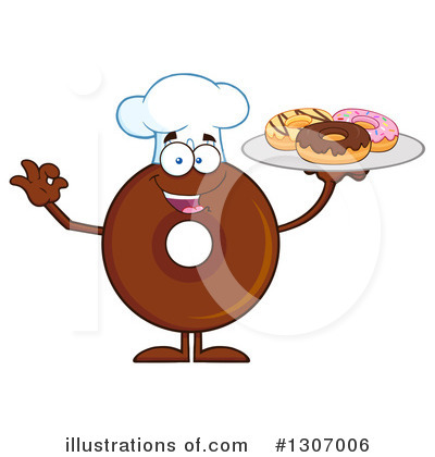 Royalty-Free (RF) Chocolate Donut Character Clipart Illustration by Hit Toon - Stock Sample #1307006