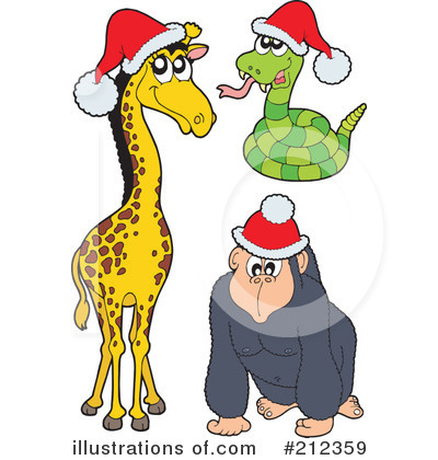 Royalty-Free (RF) Christmas Animals Clipart Illustration by visekart - Stock Sample #212359