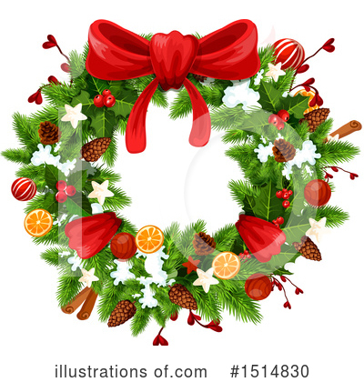 Christmas Wreath Clipart #1514830 by Vector Tradition SM