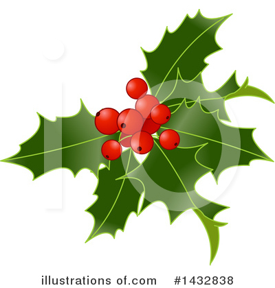 Royalty-Free (RF) Christmas Holly Clipart Illustration by Pushkin - Stock Sample #1432838