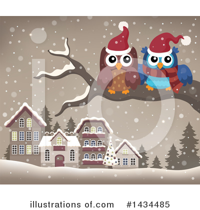 Royalty-Free (RF) Christmas Owl Clipart Illustration by visekart - Stock Sample #1434485
