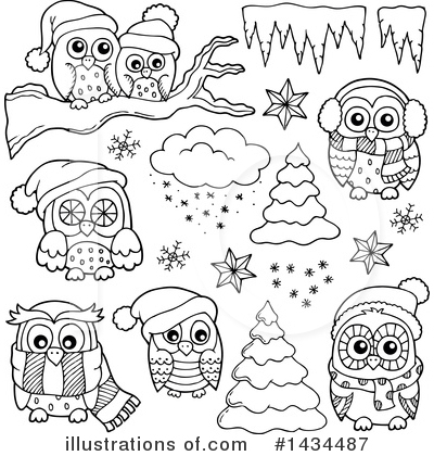 Royalty-Free (RF) Christmas Owl Clipart Illustration by visekart - Stock Sample #1434487