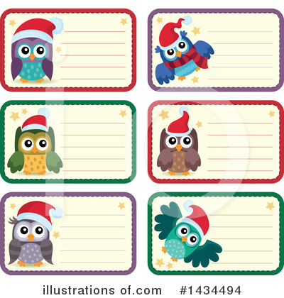 Royalty-Free (RF) Christmas Owl Clipart Illustration by visekart - Stock Sample #1434494
