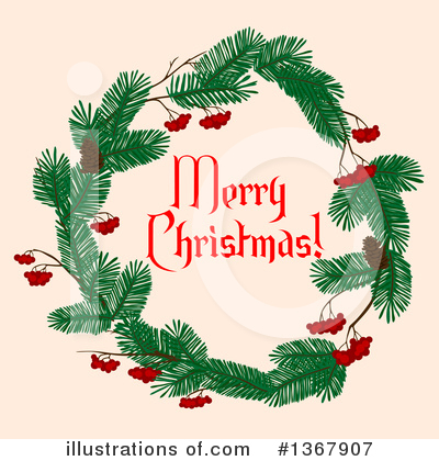 Royalty-Free (RF) Christmas Wreath Clipart Illustration by Vector Tradition SM - Stock Sample #1367907