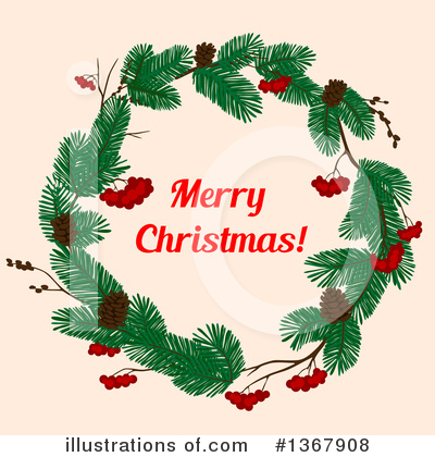 Royalty-Free (RF) Christmas Wreath Clipart Illustration by Vector Tradition SM - Stock Sample #1367908