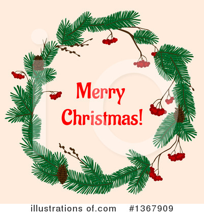 Royalty-Free (RF) Christmas Wreath Clipart Illustration by Vector Tradition SM - Stock Sample #1367909