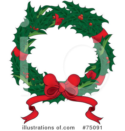 Royalty-Free (RF) Christmas Wreath Clipart Illustration by Pams Clipart - Stock Sample #75091
