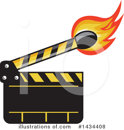 Royalty-Free (RF) Clapperboard Clipart Illustration by patrimonio - Stock Sample #1434408