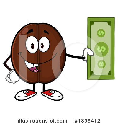Royalty-Free (RF) Coffee Bean Character Clipart Illustration by Hit Toon - Stock Sample #1396412