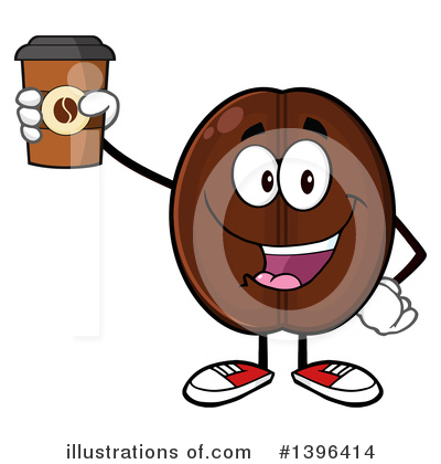 Royalty-Free (RF) Coffee Bean Character Clipart Illustration by Hit Toon - Stock Sample #1396414