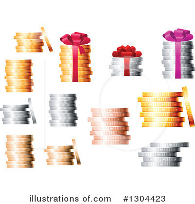 Royalty-Free (RF) Coins Clipart Illustration by Vector Tradition SM - Stock Sample #1304423