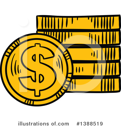 Royalty-Free (RF) Coins Clipart Illustration by Vector Tradition SM - Stock Sample #1388519