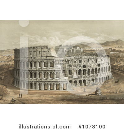 Royalty-Free (RF) Colosseum Clipart Illustration by JVPD - Stock Sample #1078100
