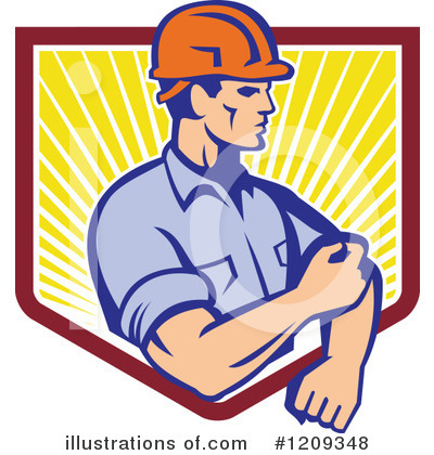Royalty-Free (RF) Construction Worker Clipart Illustration by patrimonio - Stock Sample #1209348