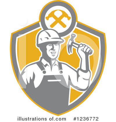 Royalty-Free (RF) Construction Worker Clipart Illustration by patrimonio - Stock Sample #1236772