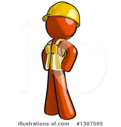 Royalty-Free (RF) Contractor Orange Man Clipart Illustration by Leo Blanchette - Stock Sample #1307565