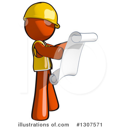 Royalty-Free (RF) Contractor Orange Man Clipart Illustration by Leo Blanchette - Stock Sample #1307571