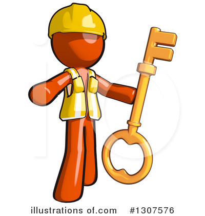 Royalty-Free (RF) Contractor Orange Man Clipart Illustration by Leo Blanchette - Stock Sample #1307576