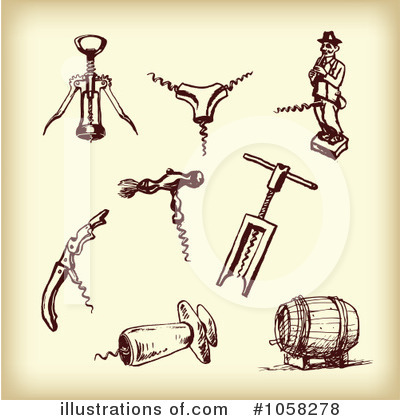Royalty-Free (RF) Corkscrew Clipart Illustration by Eugene - Stock Sample #1058278