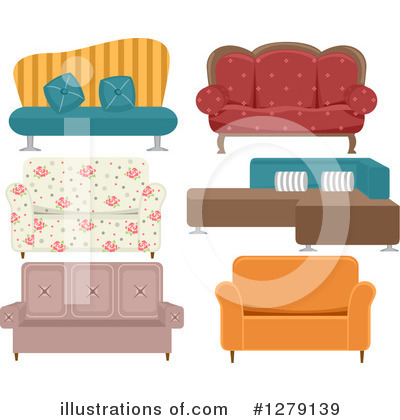 Royalty-Free (RF) Couch Clipart Illustration by BNP Design Studio - Stock Sample #1279139