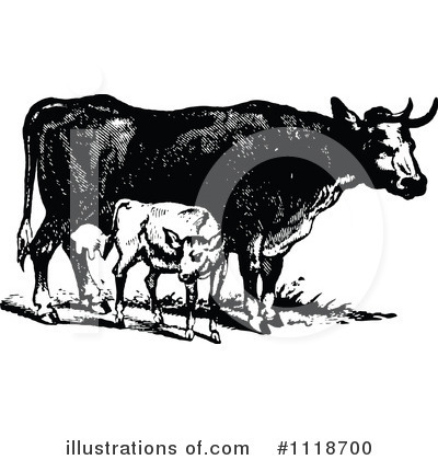 Royalty-Free (RF) Cow Clipart Illustration by Prawny Vintage - Stock Sample #1118700