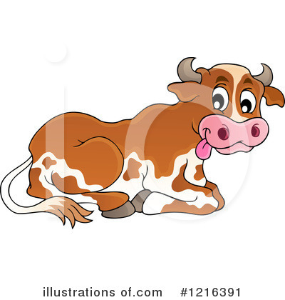 Royalty-Free (RF) Cow Clipart Illustration by visekart - Stock Sample #1216391