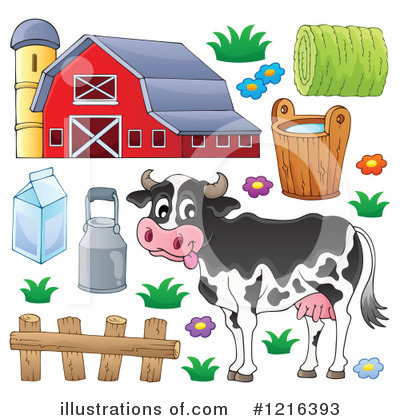 Royalty-Free (RF) Cow Clipart Illustration by visekart - Stock Sample #1216393